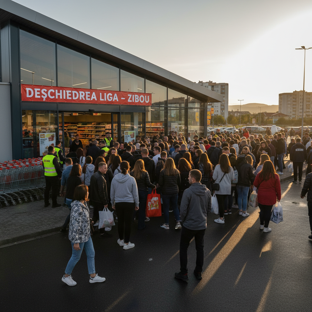 FOTO. Aglomerație mare la deschiderea mult așteptată a magazinului Lidl din Jibou