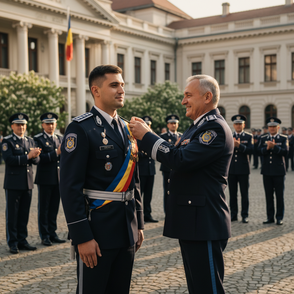Polițistul sălăjean Răzvan Taloș, avansat anticipat pentru performanțe remarcabile