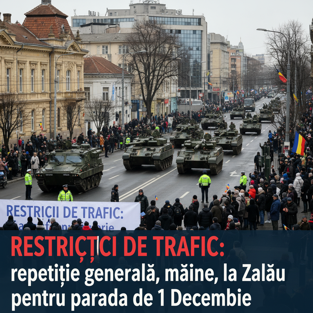 Restricții de trafic mâine la Zalău pentru repetiția generală a paradei de 1 Decembrie