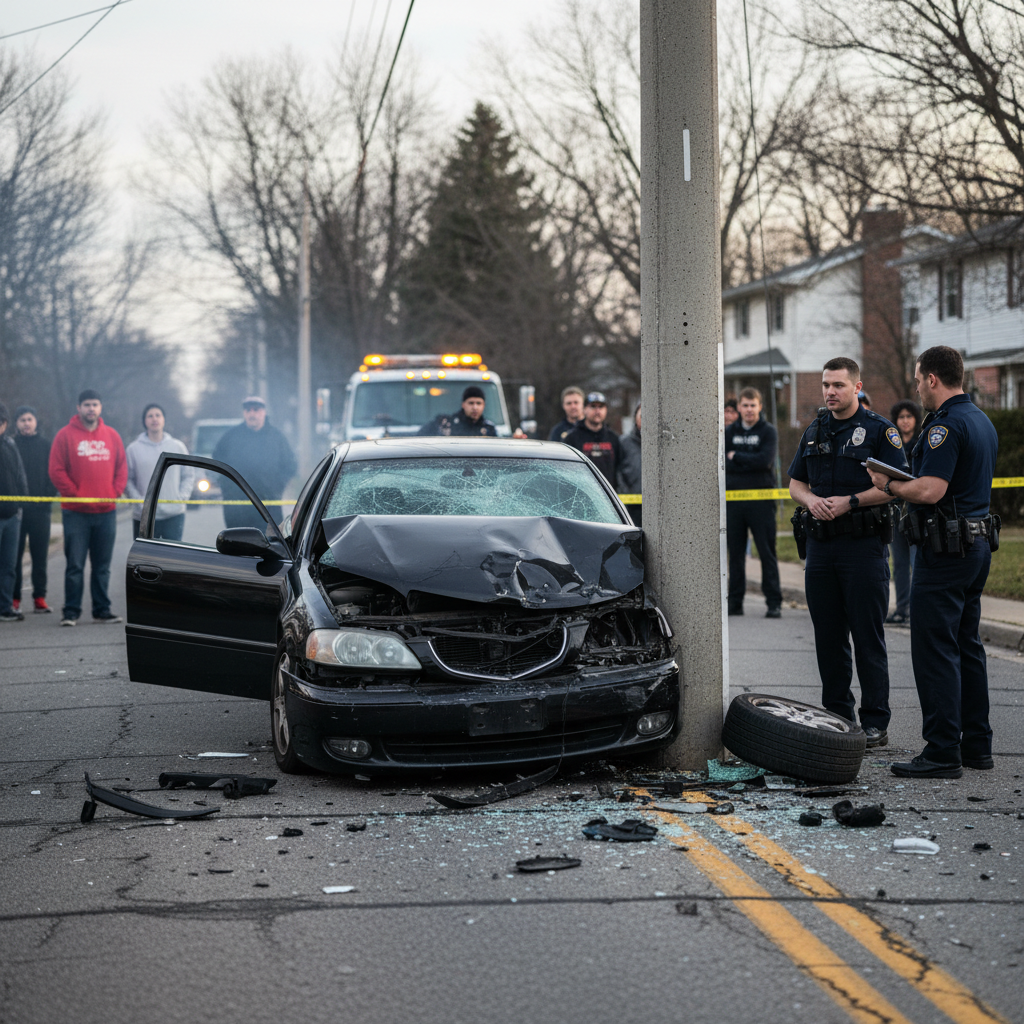 Șoferul a lovit un stâlp cu mașina în orașul nostru