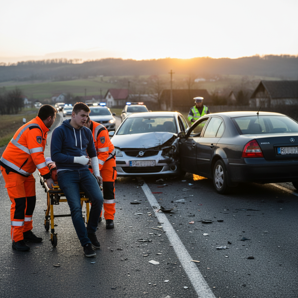 Tânăr transportat la spital după ce un șofer nu a păstrat distanța regulamentară