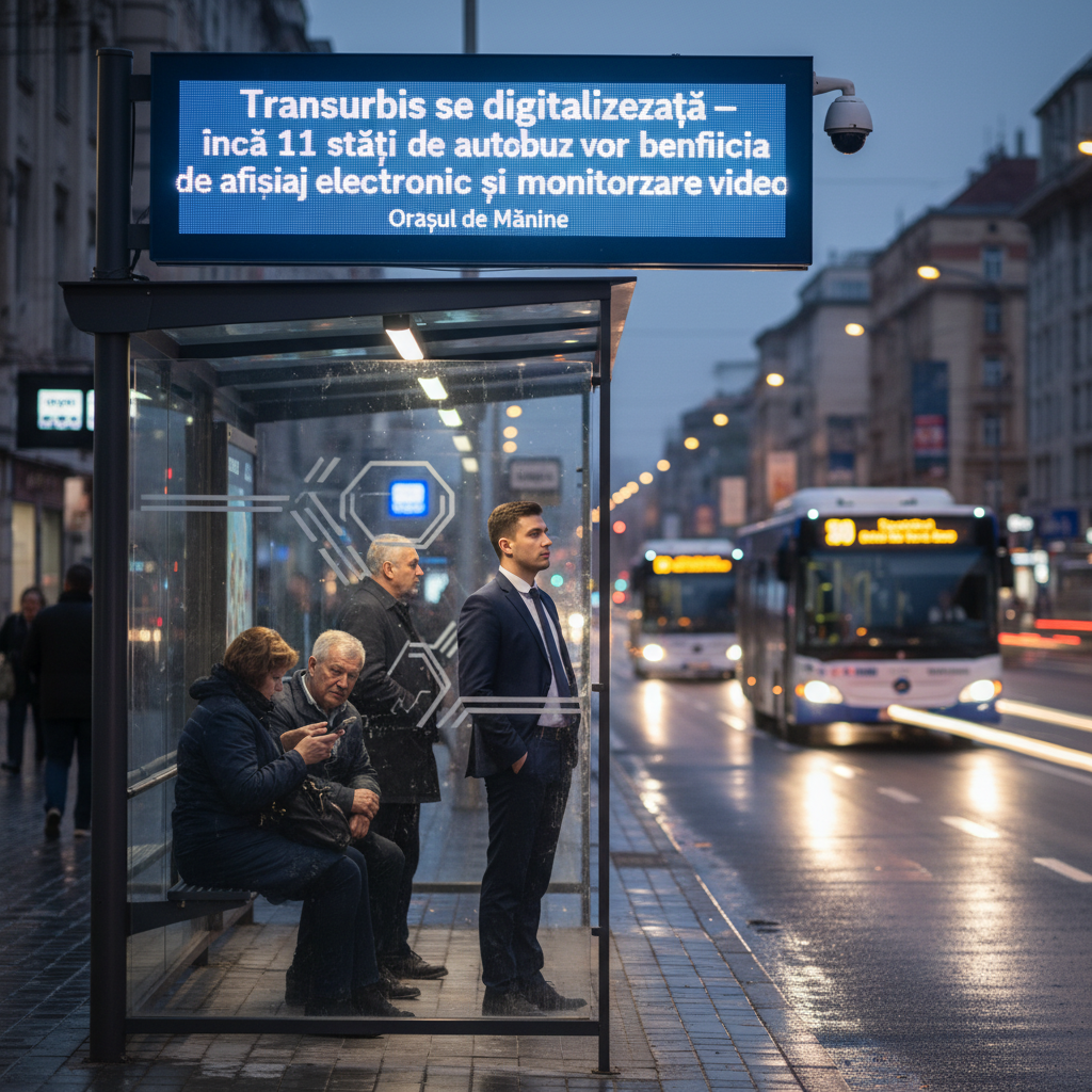 Transurbis modernizează 11 stații de autobuz cu afișaje electronice și camere video de monitorizare